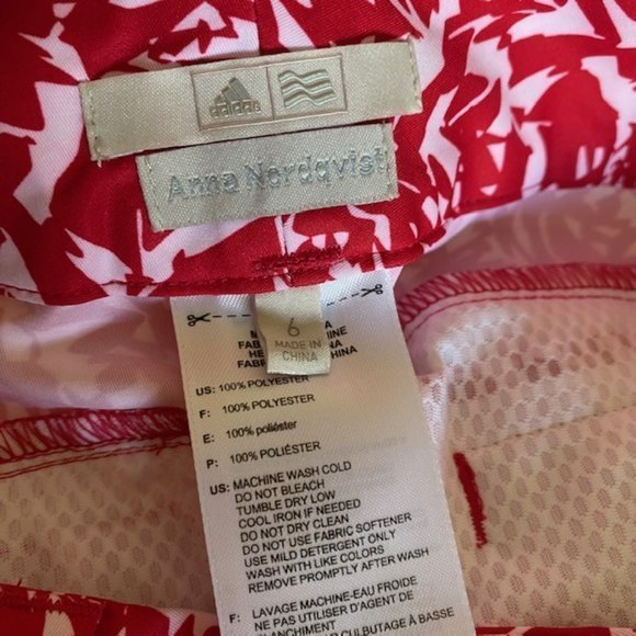 Adidas Anna‎ Nordqvist Golf Shorts Women's Size 6 Red & White Floral Print - Picture 6 of 9